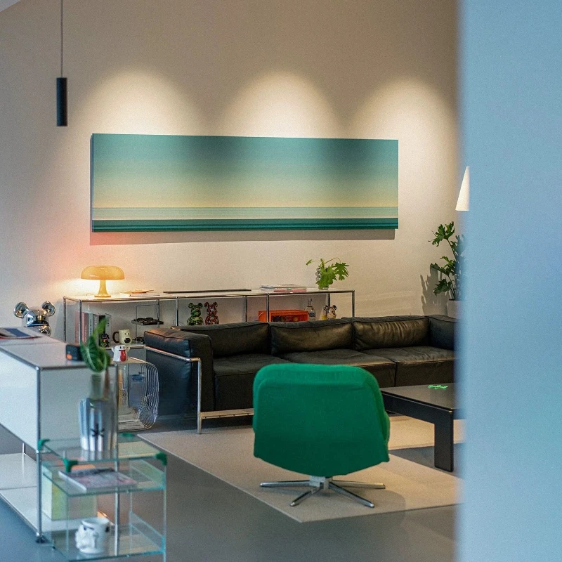 Modern simple abstract art decorative painting living room bedroom hanging painting cyan gradual change strip mural
Modern simple abstract art decorative painting living room bedroom hanging painting cyan gradual change strip mural