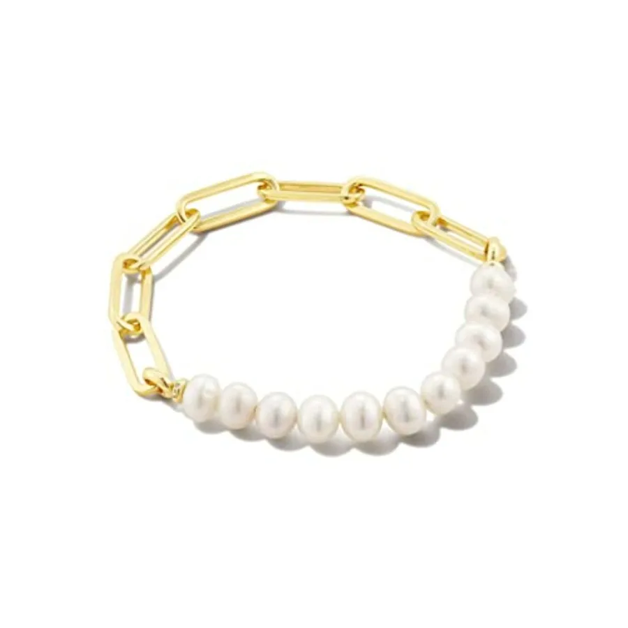 Ashton Gold Half Chain Bracelet in White Pearl, Fashion Jewelry For Women
Ashton Gold Half Chain Bracelet in White Pearl, Fashion Jewelry For Women