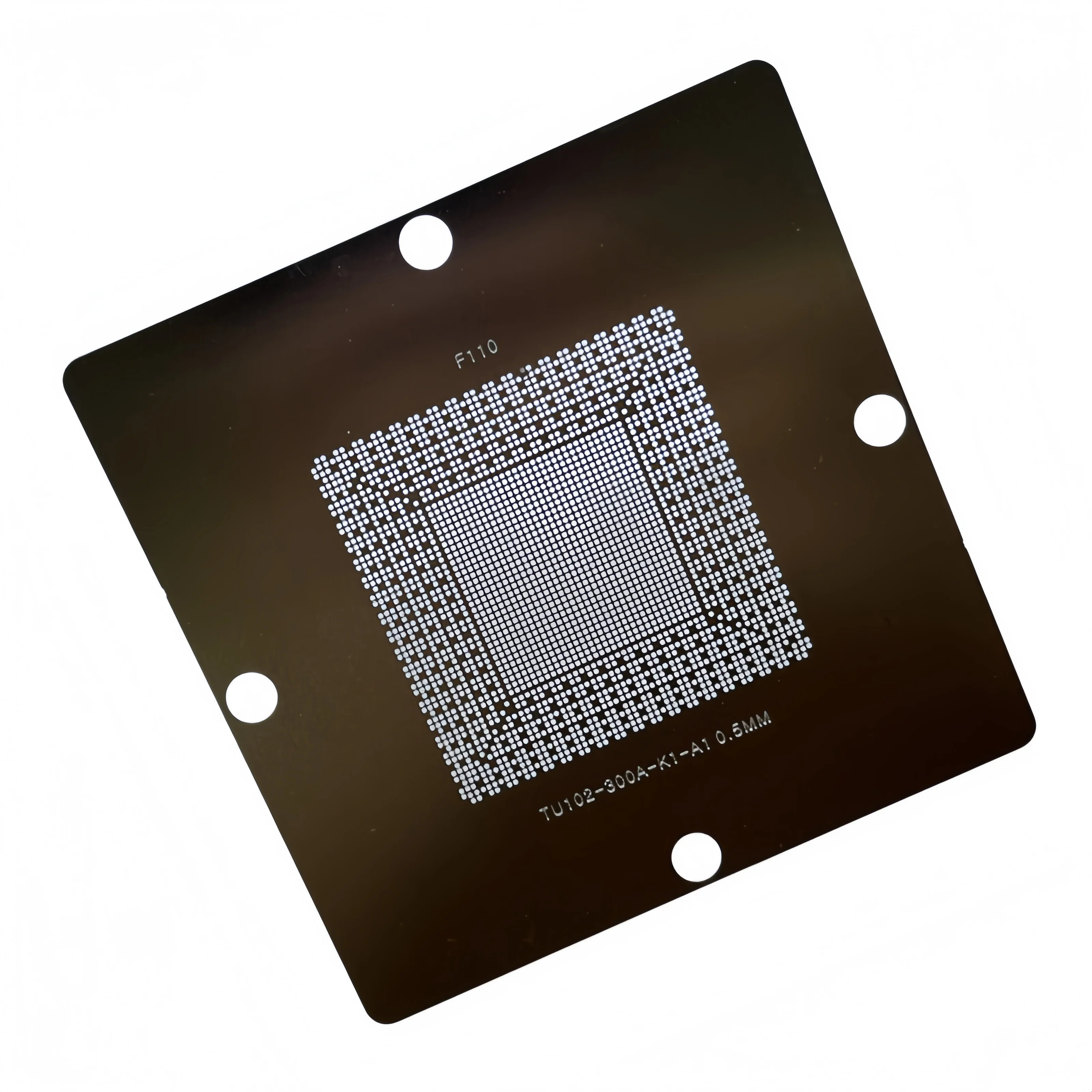 GPU RTX2080TI TU102-300A-K1-A1 TU102-300-K1-A1 TU102-300-K2-A1 TU102-300-K3-A1 TU102-400-A1 BGA Reballing Stencil
GPU RTX2080TI TU102-300A-K1-A1 TU102-300-K1-A1 TU102-300-K2-A1 TU102-300-K3-A1 TU102-400-A1 BGA Reballing Stencil