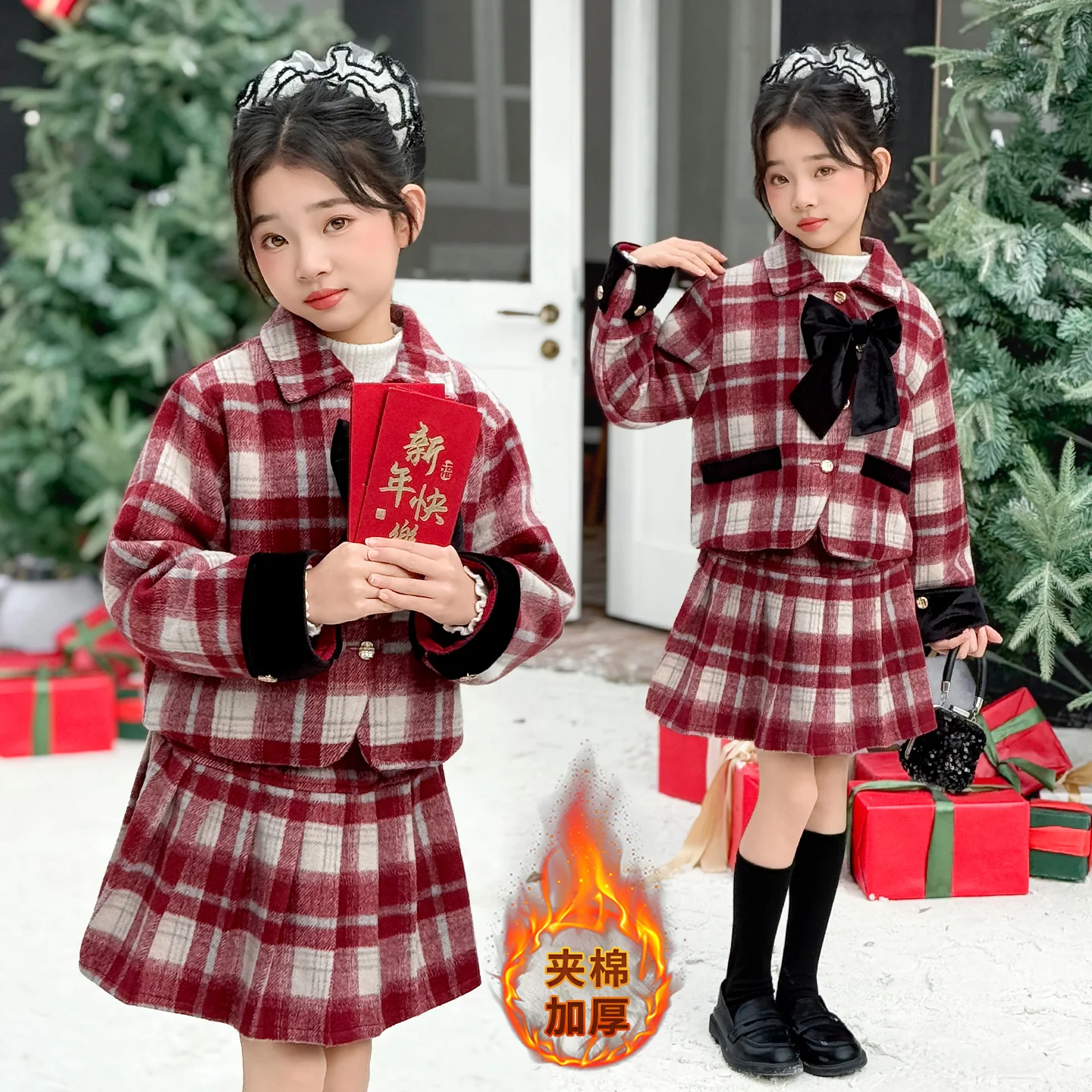 new teen girls clothes set Color blocked classic checkered jacket+pleated skirt 2pcs French chic junior kids suit child outfits
new teen girls clothes set Color blocked classic checkered jacket+pleated skirt 2pcs French chic junior kids suit child outfits