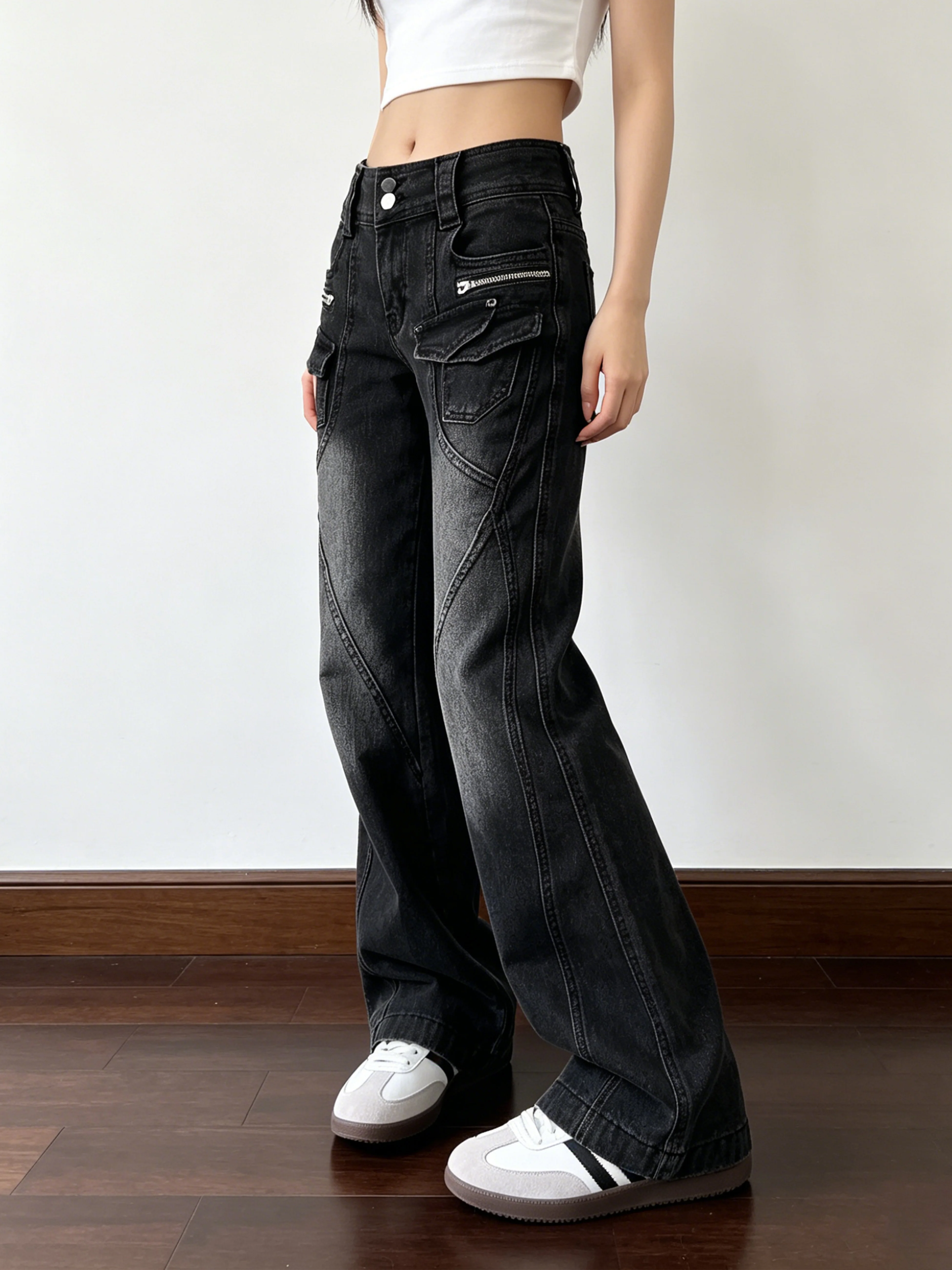 American Double Buckle Workwear Flared Jeans Women's Zipper Pocket Disassembly Design Slimming Long Trousers Trendy
American Double Buckle Workwear Flared Jeans Women's Zipper Pocket Disassembly Design Slimming Long Trousers Trendy