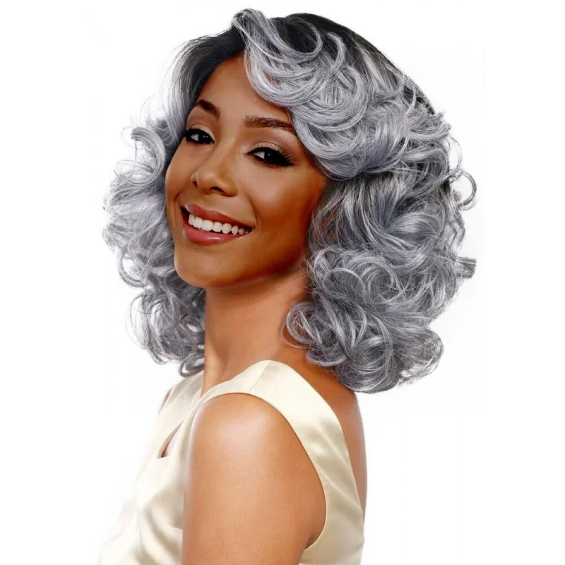 Synthetic high-temperature fiber silver-gray women's European and American short curly hair wig
Synthetic high-temperature fiber silver-gray women's European and American short curly hair wig
