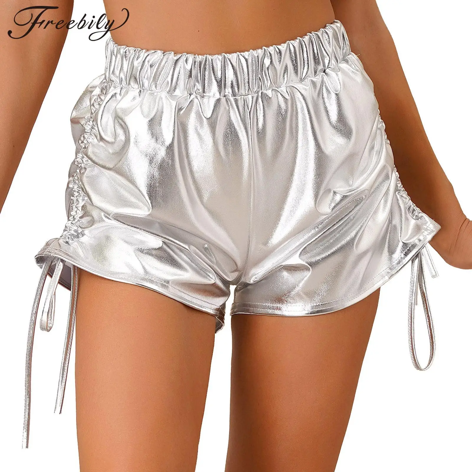Womens Metallic Shiny Side Drawstring Shorts Elastic Waistband Hot Pants Rave Party Music Festival Stage Performance Costume
Womens Metallic Shiny Side Drawstring Shorts Elastic Waistband Hot Pants Rave Party Music Festival Stage Performance Costume