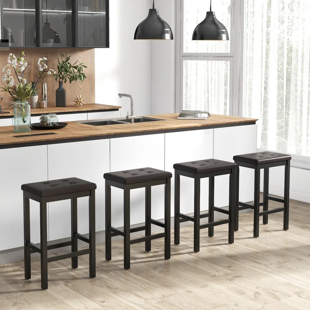 Set of 4 Rubber Wood Bar Stools 24" Counter Height Stool w/Padded Seat, Footrest
Set of 4 Rubber Wood Bar Stools 24" Counter Height Stool w/Padded Seat, Footrest