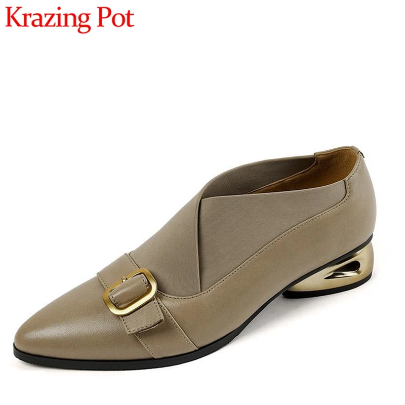 Krazing Pot Big Size 42 Sheep Leather Round Toe Spring Shoes Med Heels Metal Buckle Simple Style Slip on Gentlewomen Ins Pumps
Krazing Pot Big Size 42 Sheep Leather Round Toe Spring Shoes Med Heels Metal Buckle Simple Style Slip on Gentlewomen Ins Pumps