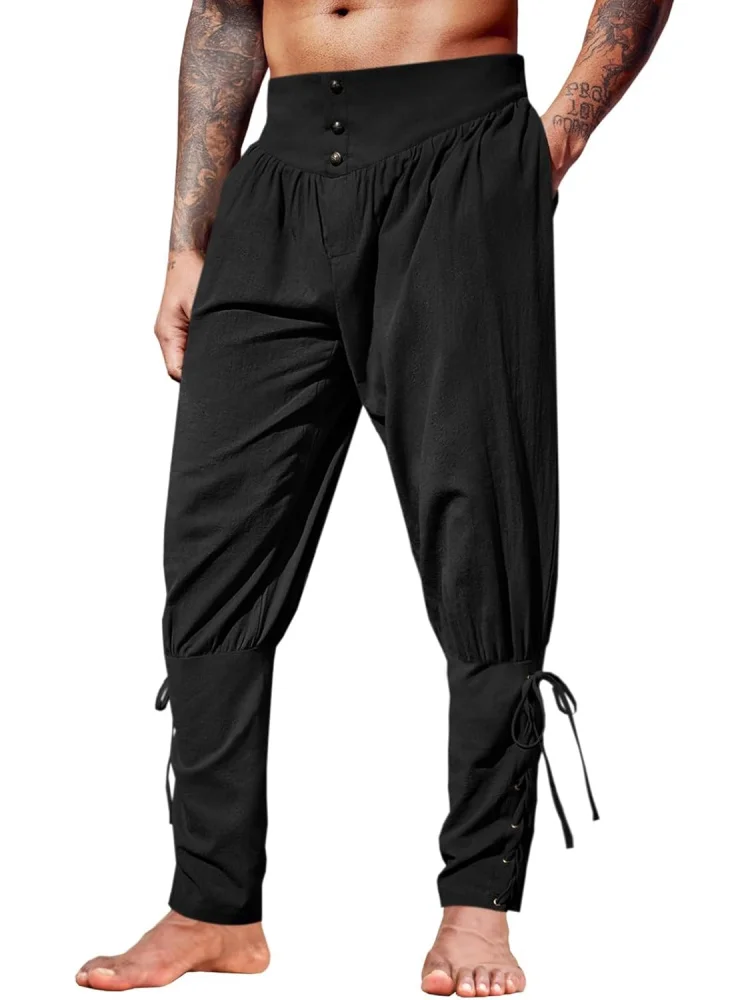 Mens Medieval Ankle Pants Renaissance Viking Pirate Lace Up Tapered Halloween Linen Costume Trousers
Mens Medieval Ankle Pants Renaissance Viking Pirate Lace Up Tapered Halloween Linen Costume Trousers