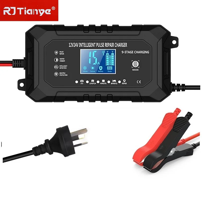 AU Plug Car Battery Charger 12V15A/24V8A Smart Pulse Repair for Agm Gel Wet Lead Acid lithium battery Charging LCD Display
AU Plug Car Battery Charger 12V15A/24V8A Smart Pulse Repair for Agm Gel Wet Lead Acid lithium battery Charging LCD Display