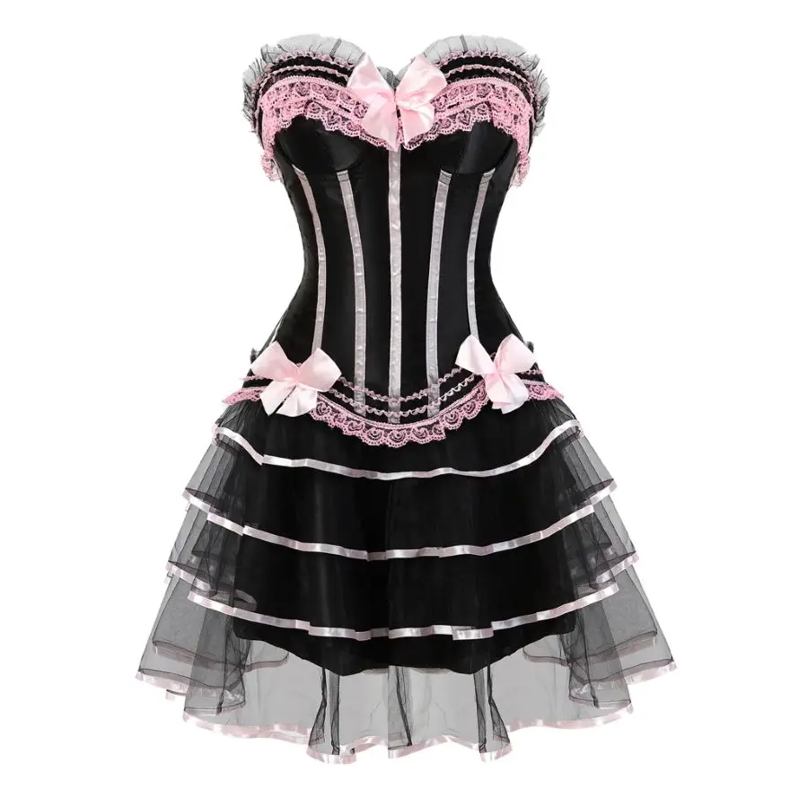 Women‘s Striped Corset Skirt Tutu Set Victorian Sexy Lace Trim Overbust Corset Top With Cup Plus Size Party Costumes Fashion
Women‘s Striped Corset Skirt Tutu Set Victorian Sexy Lace Trim Overbust Corset Top With Cup Plus Size Party Costumes Fashion