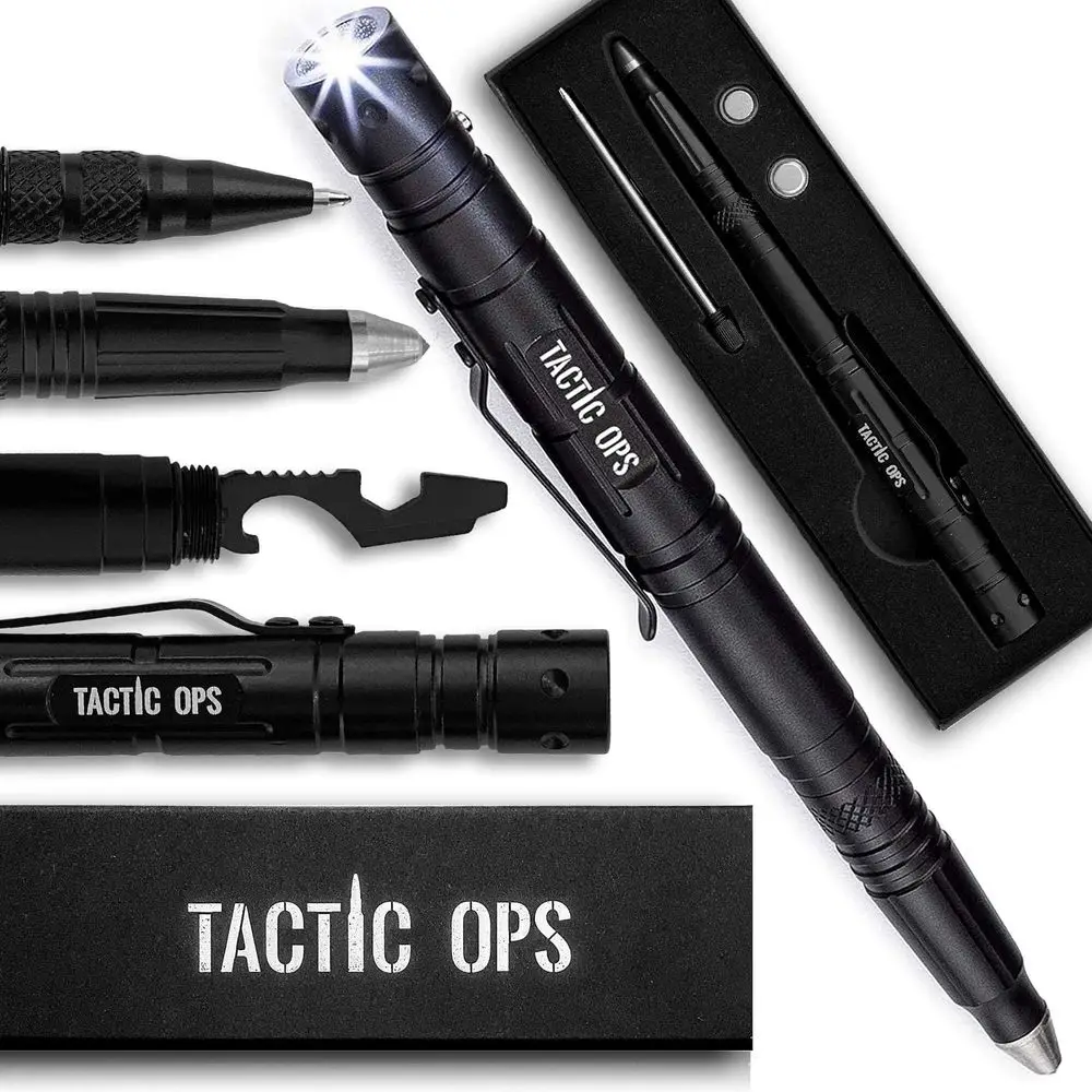 Multi-Tool Pen with LED Flashlight, Bottle Opener, and Window Breaker for Everyday Carry and Survival Gear
Multi-Tool Pen with LED Flashlight, Bottle Opener, and Window Breaker for Everyday Carry and Survival Gear