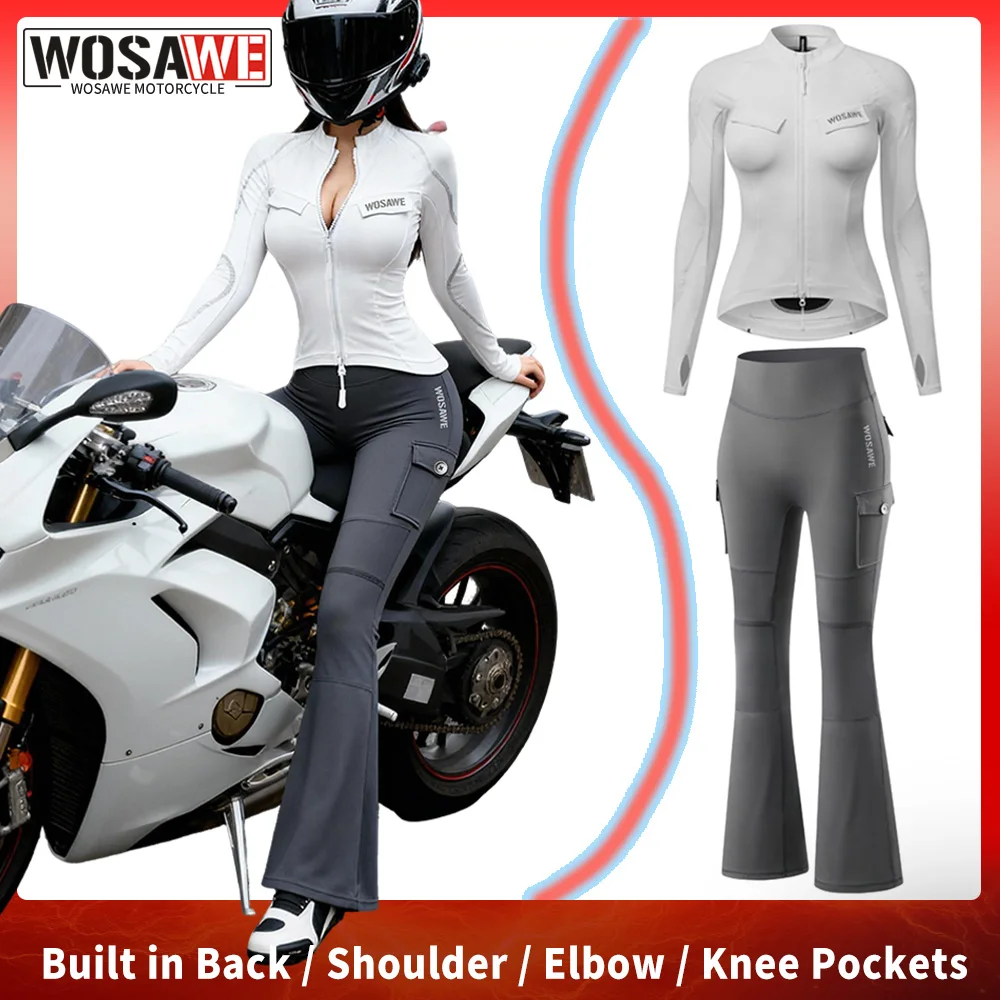 WOSAWE Women Motorcycle Jacket and Pants Set Motorbike Shirts High Waist Flared Leggings Suit Fashion Hip Lift Yoga Gym Pants
WOSAWE Women Motorcycle Jacket and Pants Set Motorbike Shirts High Waist Flared Leggings Suit Fashion Hip Lift Yoga Gym Pants