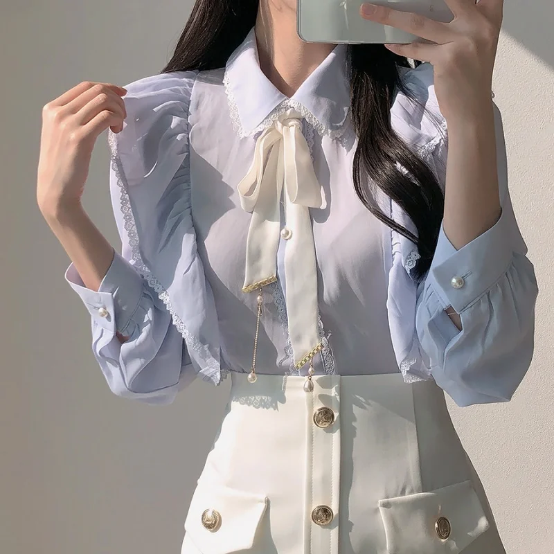Spring New Lace Patchwork Turn-Down Collar Long Sleeve Solid Color High Quality Women's Wear Single Breasted Shirt
Spring New Lace Patchwork Turn-Down Collar Long Sleeve Solid Color High Quality Women's Wear Single Breasted Shirt