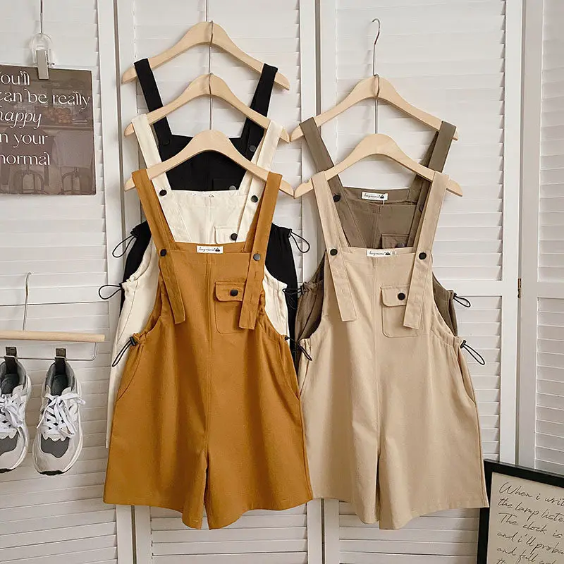 Summer Korean Style Khaki Women's Overalls Shorts Loose Drawstring Waist Cinching Workwear Wide Leg Jumpsuit Five Quarter Pants
Summer Korean Style Khaki Women's Overalls Shorts Loose Drawstring Waist Cinching Workwear Wide Leg Jumpsuit Five Quarter Pants