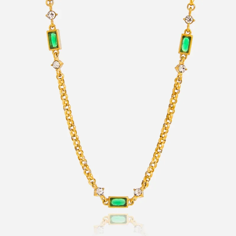 Minar Punk Cool Green Color Rectangle CZ Zircon Necklace for Women Anti Tarnish 18K Gold PVD Plated Stainless Steel Chokers
Minar Punk Cool Green Color Rectangle CZ Zircon Necklace for Women Anti Tarnish 18K Gold PVD Plated Stainless Steel Chokers