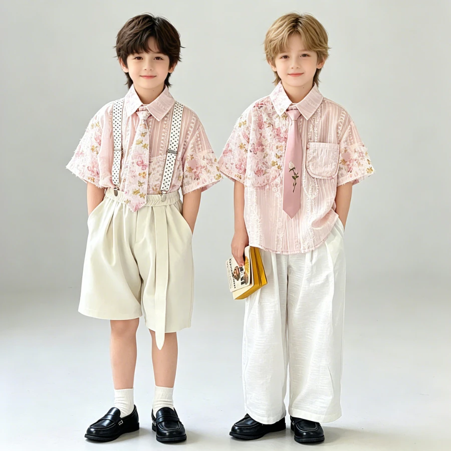 Boys Floral Embroidery Outfit Kids Short Sleeve Shirt with Tie Wide Leg Pants Toddler Boy Wedding Birthday Party Gentleman Wear
Boys Floral Embroidery Outfit Kids Short Sleeve Shirt with Tie Wide Leg Pants Toddler Boy Wedding Birthday Party Gentleman Wear