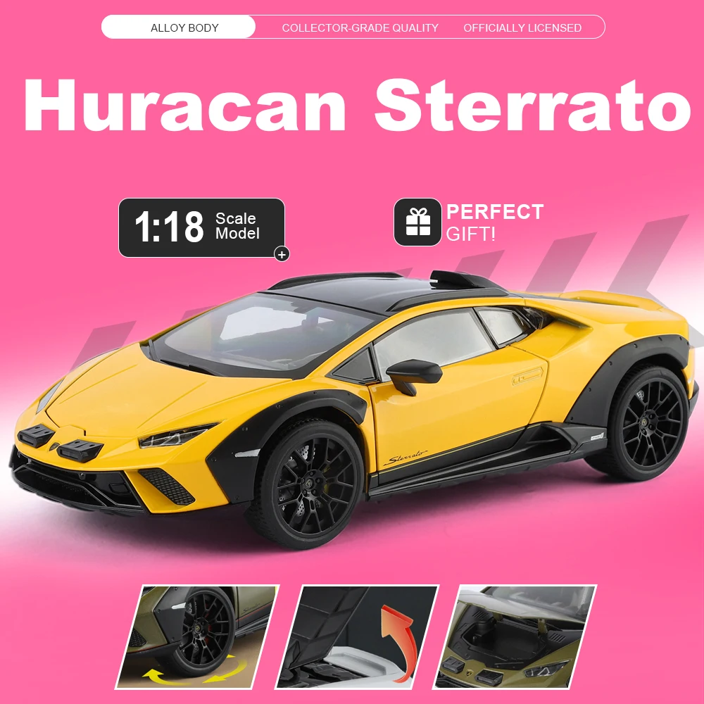 1:18 Scale Huracan Sterrato Revuelto Supercar Model Toys Doors Opened Miniature Vehicles Shock Absorption Ornament Sports Cars
1:18 Scale Huracan Sterrato Revuelto Supercar Model Toys Doors Opened Miniature Vehicles Shock Absorption Ornament Sports Cars