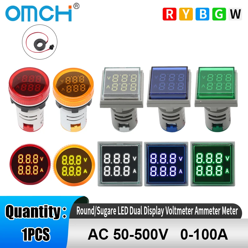 OMCH 1PCS 22MM AC 50-500V 0-100A Round/Suqare Mini LED Dual Digital Display Meter Volt Amp Tester Detector
OMCH 1PCS 22MM AC 50-500V 0-100A Round/Suqare Mini LED Dual Digital Display Meter Volt Amp Tester Detector