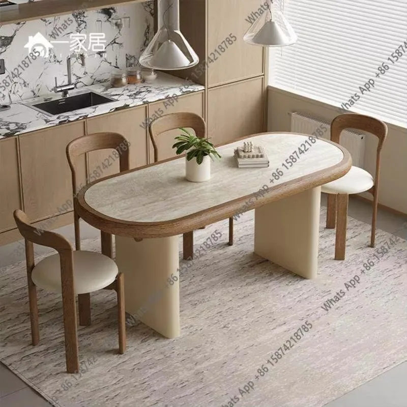 Y65 French Retro Cream Style Solid Wood Oval Travertine Rock Slab Dining Table And Chair Combination Medieval Home Simple Dining
Y65 French Retro Cream Style Solid Wood Oval Travertine Rock Slab Dining Table And Chair Combination Medieval Home Simple Dining