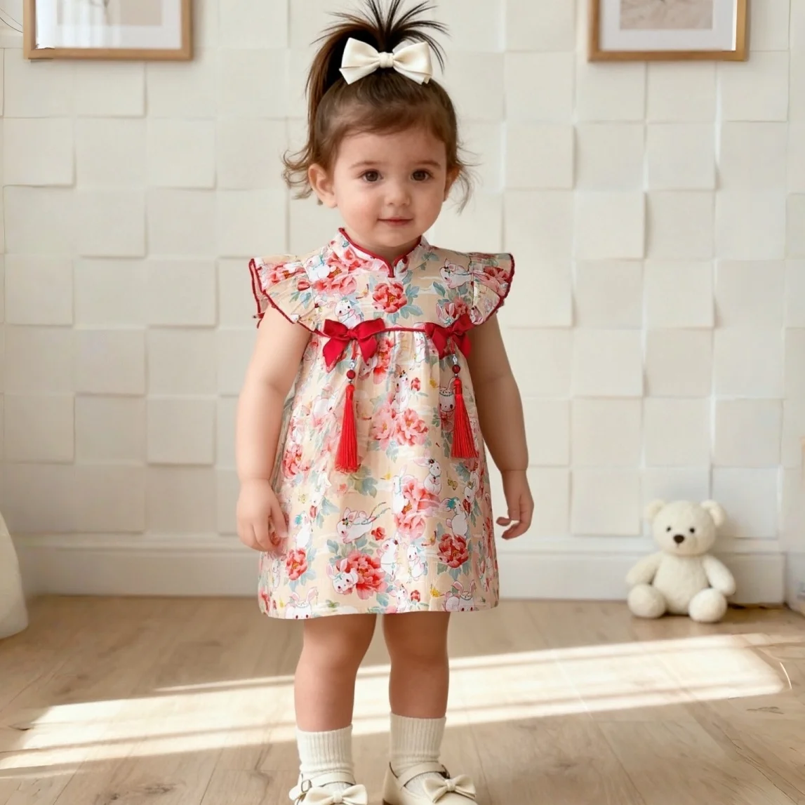 Летнее платье-ципао для девочек, новинка, с милым мультяшным принтом кролика, детская одежда для девочек, 9 месяцев-3 года
Летнее платье-ципао для девочек, новинка, с милым мультяшным принтом кролика, детская одежда для девочек, 9 месяцев-3 года