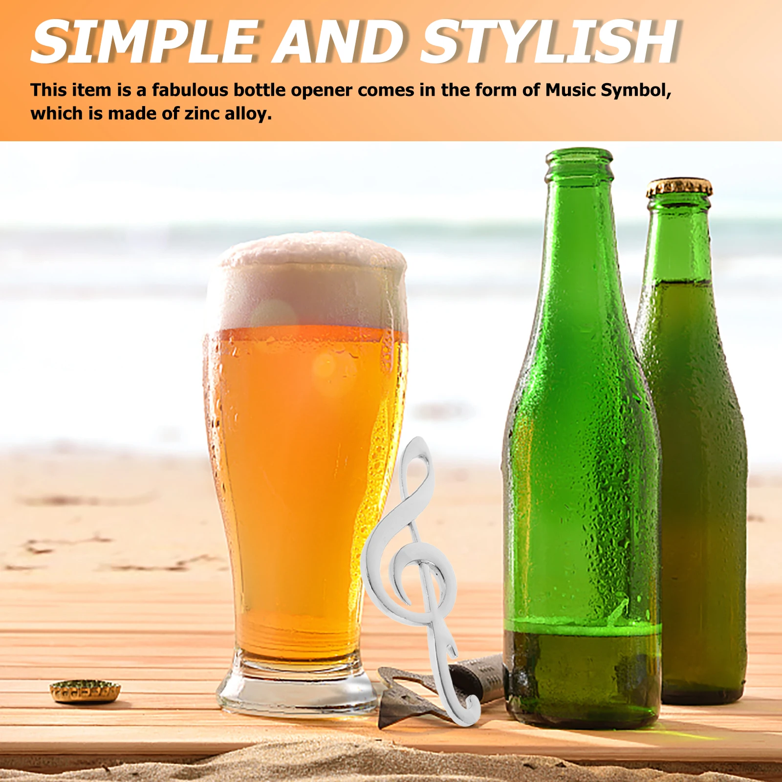 Silver Zinc Alloy Music Symbol Bottle Opener for Kitchen Bar Beach Hiking Patio Dining Wine Beer Musical Note Opener
Silver Zinc Alloy Music Symbol Bottle Opener for Kitchen Bar Beach Hiking Patio Dining Wine Beer Musical Note Opener