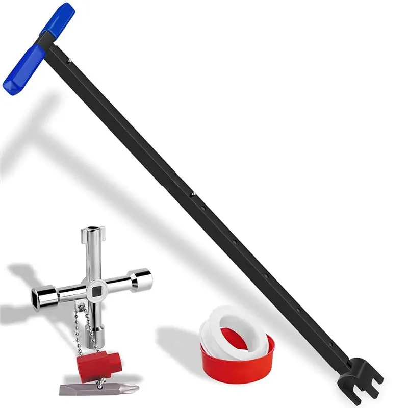 Aug. Water Meter Key Shut Off Tool 15 Inch To 28 Inch With 4-Way Utilities Key, T-Handle Removable Water Meter Wrench