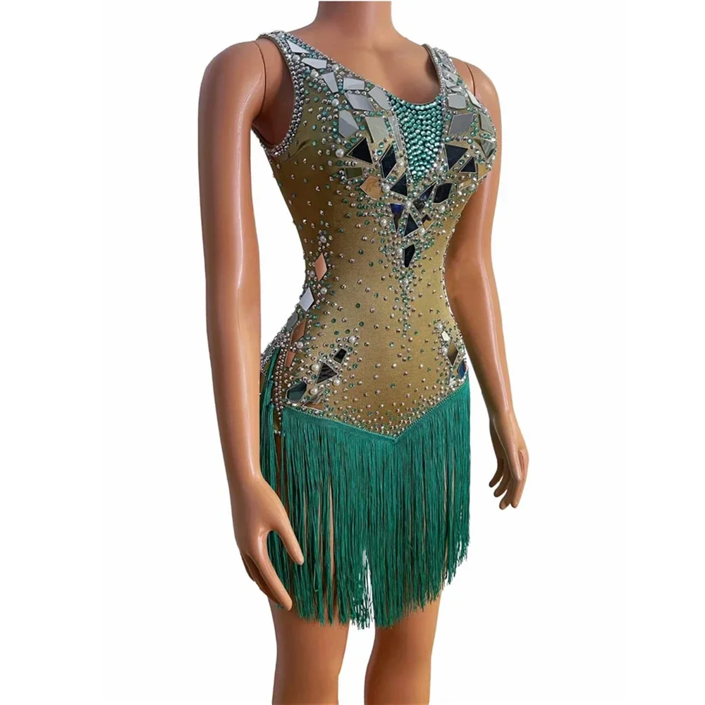 Sparkly Rhinestone Tassel Bodysuit Nightclub Dance DS Show Stage Wear Women Sexy Sleeveless Leotard Singer Latin Dance Costumes
Sparkly Rhinestone Tassel Bodysuit Nightclub Dance DS Show Stage Wear Women Sexy Sleeveless Leotard Singer Latin Dance Costumes