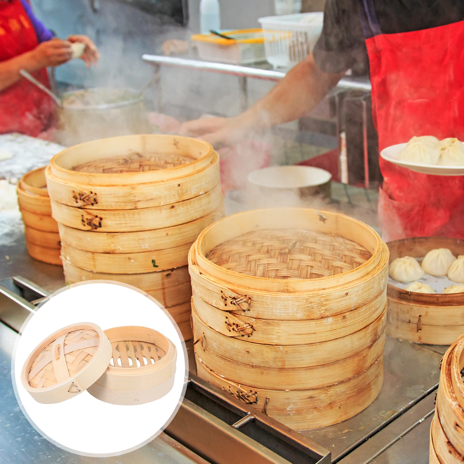 1 set 1 Set Bamboo Steamer Basket 3-Tier Reusable Food Steamer For Dim Sum Dumpling Steam Cooking Kitchen Household Use With Lid 
1 set 1 Set Bamboo Steamer Basket 3-Tier Reusable Food Steamer For Dim Sum Dumpling Steam Cooking Kitchen Household Use With Lid