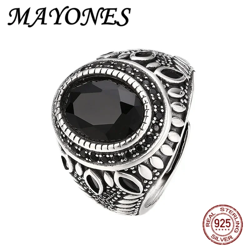 NEW S925 Sterling Silver Charms Rings for Men Ethnic Style Totem Oval Tangent Plane Black Zircon Fashion Jewelry
NEW S925 Sterling Silver Charms Rings for Men Ethnic Style Totem Oval Tangent Plane Black Zircon Fashion Jewelry