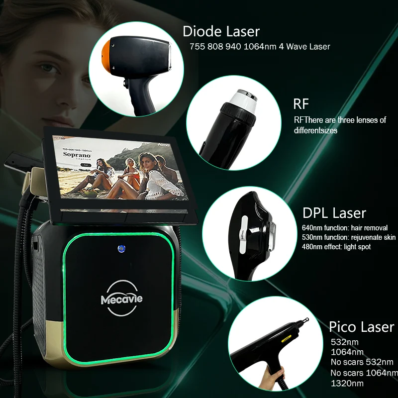 4 in 1 Machine Rf+Ipl+Diode Laser Hair Removal +Pico Laser Skin Rejuvenation Treatment Red Blood Streaks Removal Removal
4 in 1 Machine Rf+Ipl+Diode Laser Hair Removal +Pico Laser Skin Rejuvenation Treatment Red Blood Streaks Removal Removal