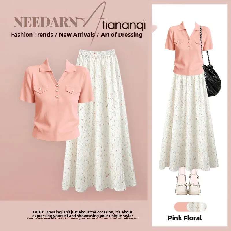 Chic Summer 2026 Knitted Shirt Collar Casual Floral Half Skirt Two-Piece Set Versatile Top Bottoms Ensemble Women's Fashion
Chic Summer 2026 Knitted Shirt Collar Casual Floral Half Skirt Two-Piece Set Versatile Top Bottoms Ensemble Women's Fashion