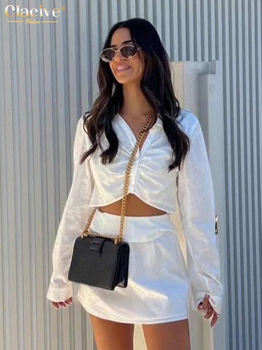 Clacive Fashion Loose White Cotton 2 Piece Set Woman Outfit 2025 Elegant Long Sleeve Shirt With High Waist Mini Skirt Set Female
Clacive Fashion Loose White Cotton 2 Piece Set Woman Outfit 2025 Elegant Long Sleeve Shirt With High Waist Mini Skirt Set Female