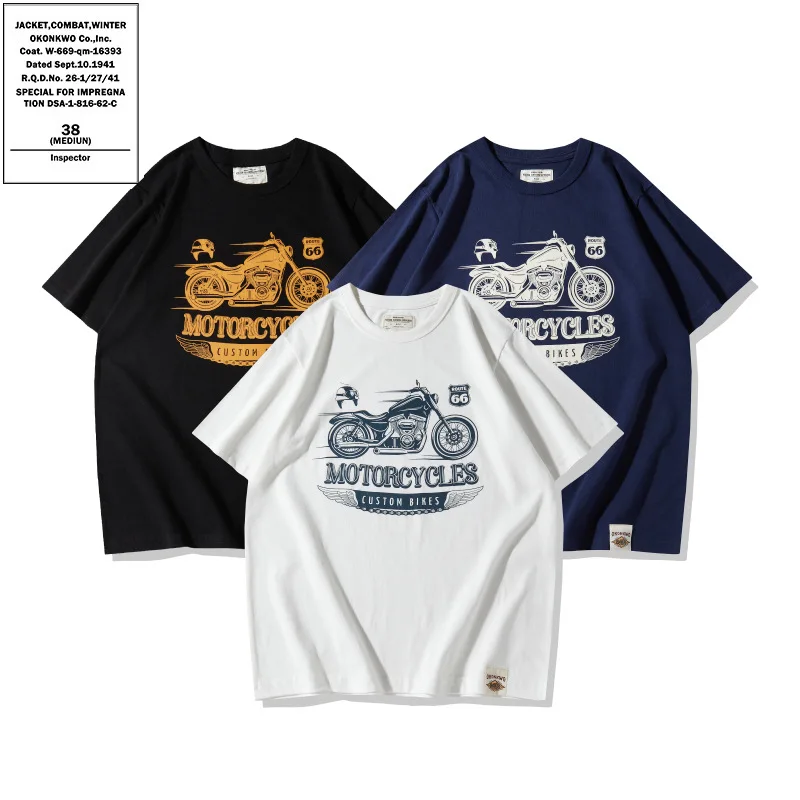 OKONWKO_2025SS American retro round neck T-shirt thick retro motorcycle print TEE55
OKONWKO_2025SS American retro round neck T-shirt thick retro motorcycle print TEE55