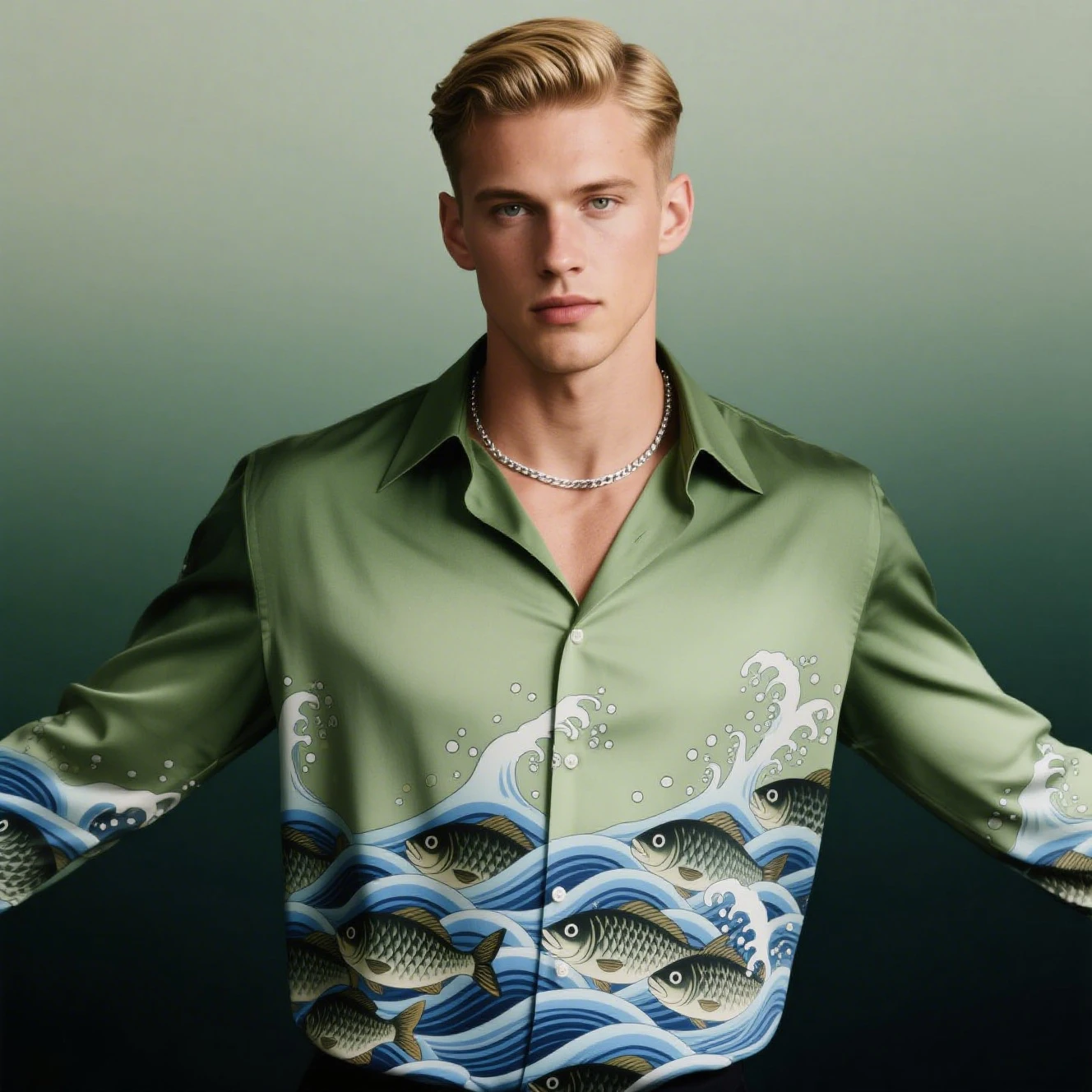 2025 Men's Ocean Waves 3D Print Colorful Shirt Hawaiian Vacation Casual Long Sleeve Lapel Shirt Outdoor Street Fish Pattern Top 
2025 Men's Ocean Waves 3D Print Colorful Shirt Hawaiian Vacation Casual Long Sleeve Lapel Shirt Outdoor Street Fish Pattern Top