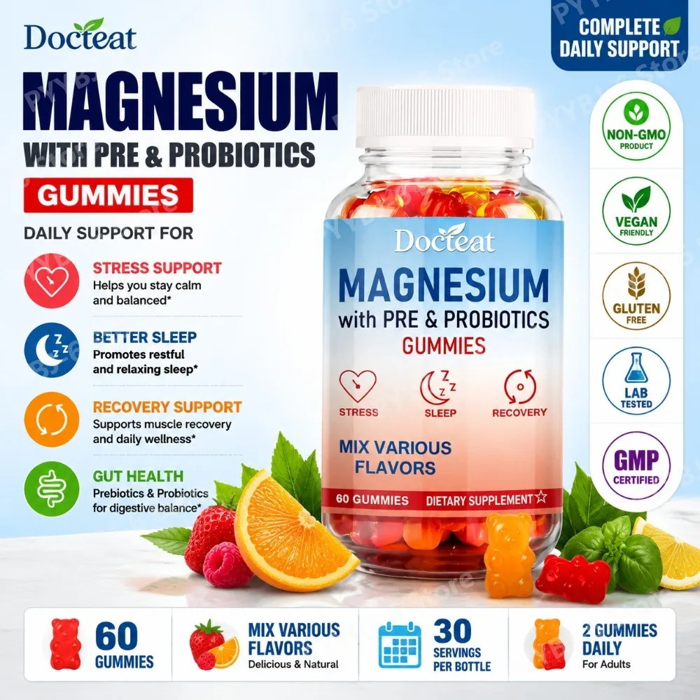Magnesium Gummies with Pre &Probiotics Daily Wellness Support Relaxation &Balance Digestive Health 60Gummies Dietary Supplement
Magnesium Gummies with Pre &Probiotics Daily Wellness Support Relaxation &Balance Digestive Health 60Gummies Dietary Supplement