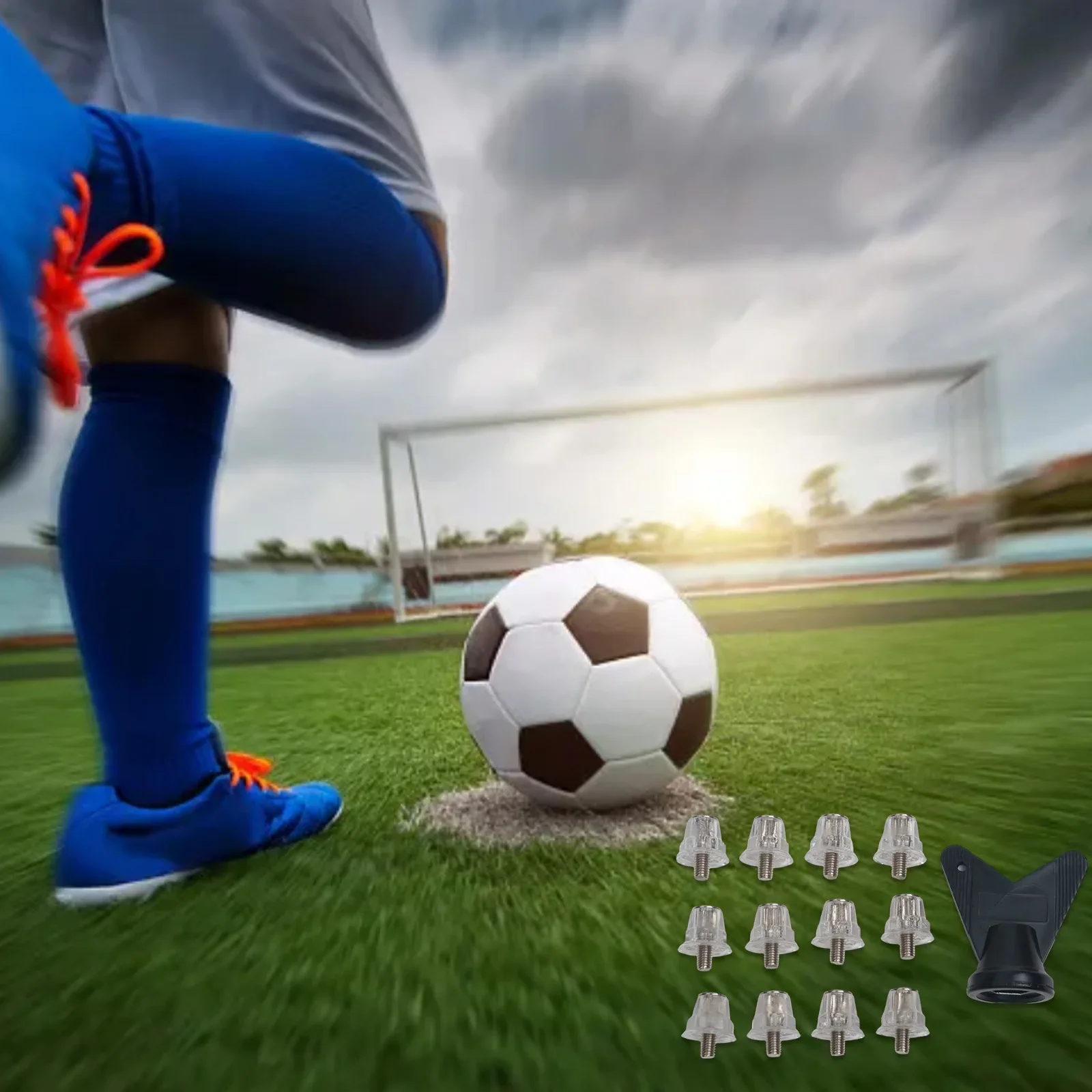 12pcs Football Shoe Nails With A Wrench Football Boot Studs Soccer Studs 13 15 18mm Replacement Spikes With Wrench Accessories
12pcs Football Shoe Nails With A Wrench Football Boot Studs Soccer Studs 13 15 18mm Replacement Spikes With Wrench Accessories