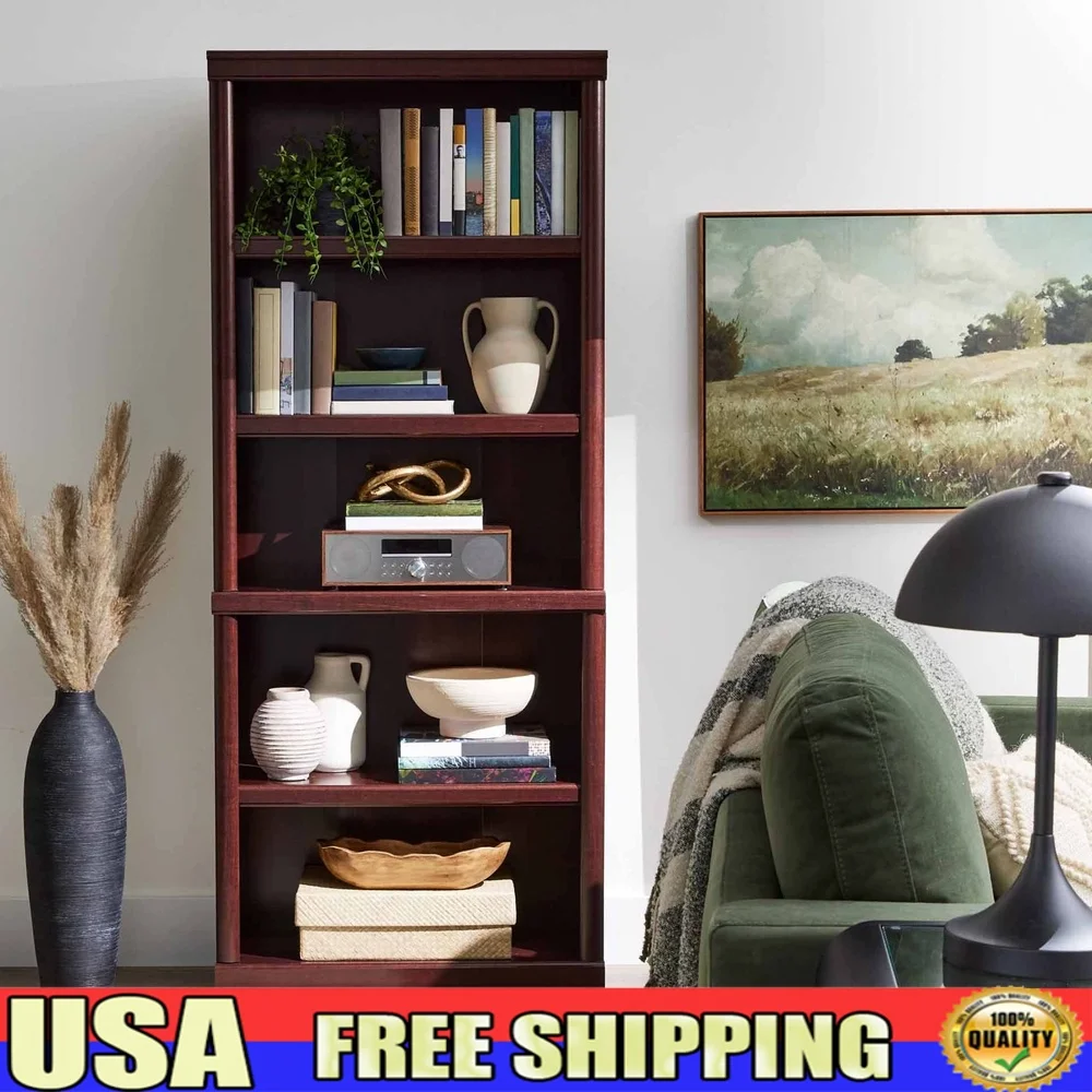 71 Inch Tall 5 Shelf Bookcase Adjustable Shelves Easy Assembly Decorative Moldings Home Office Living Room Storage Display 
71 Inch Tall 5 Shelf Bookcase Adjustable Shelves Easy Assembly Decorative Moldings Home Office Living Room Storage Display