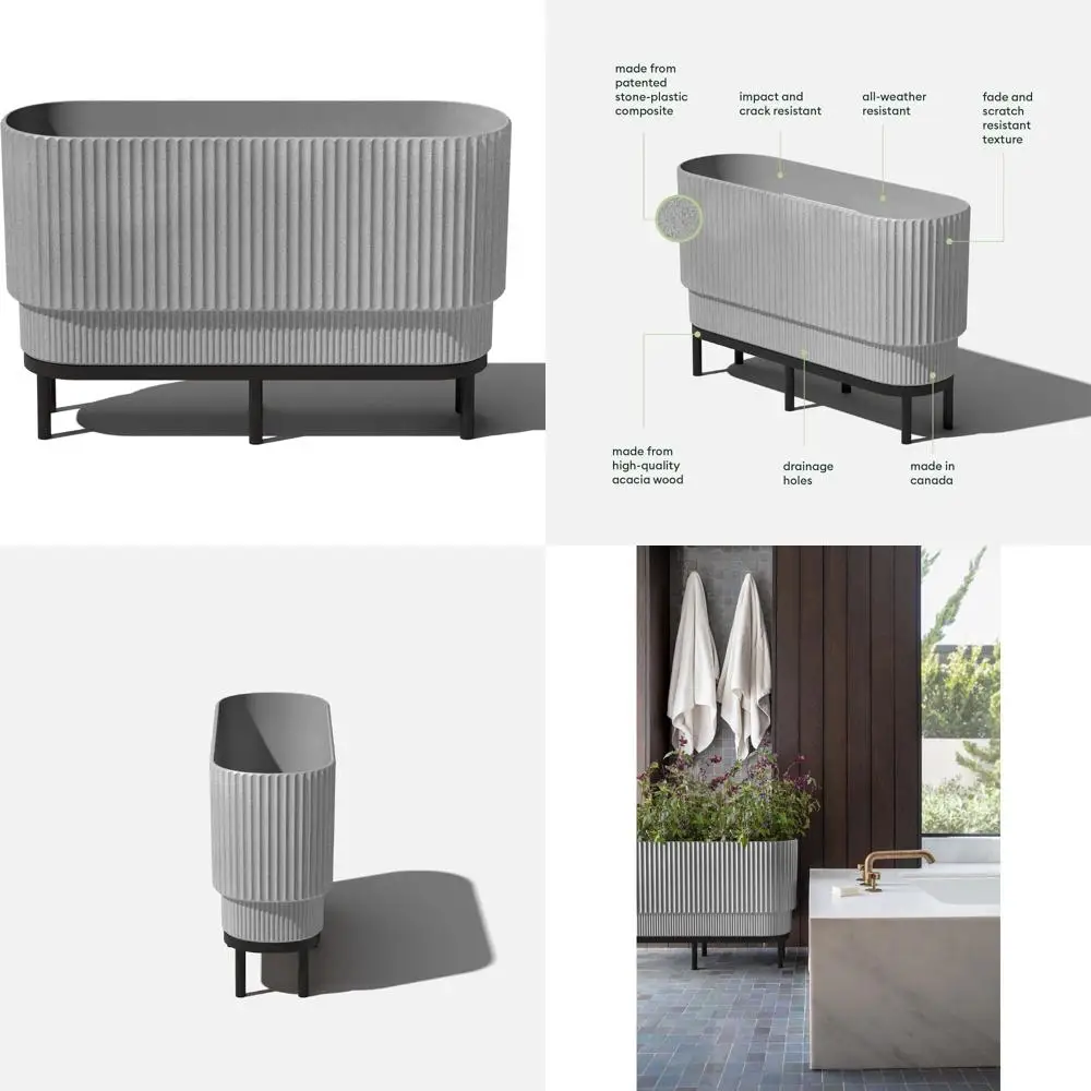 Raised Long Planter for Indoor/Outdoor Use | Plastic & Stone Material with Wooden Stand | Modern Patio Decorative Element
Raised Long Planter for Indoor/Outdoor Use | Plastic & Stone Material with Wooden Stand | Modern Patio Decorative Element