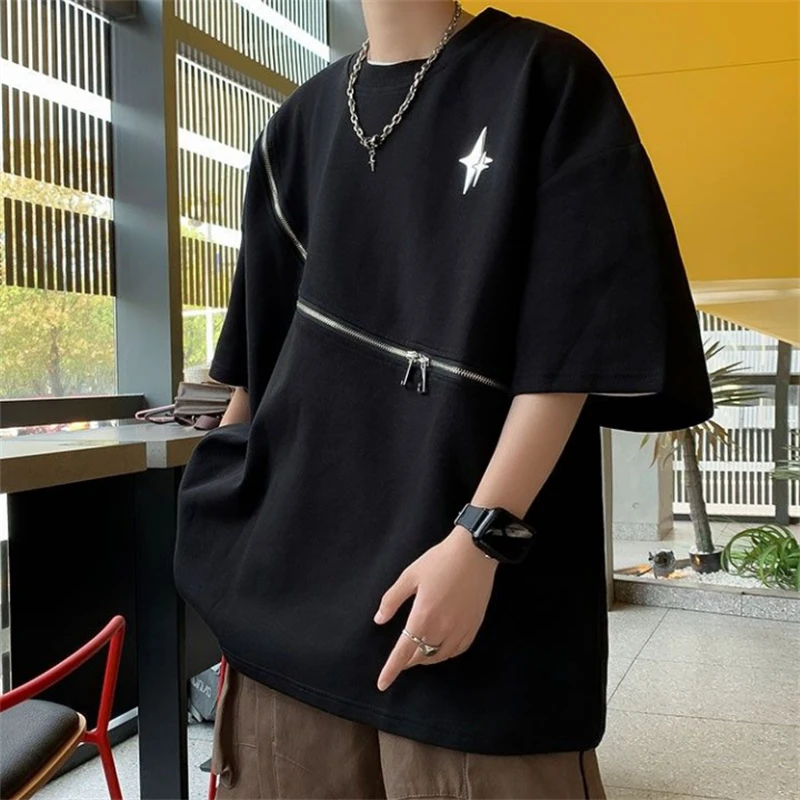 Men's Summer Short Sleeve T-shirts Casual Black High Street Vintage Men Tee Loose Pullover Tshirt
Men's Summer Short Sleeve T-shirts Casual Black High Street Vintage Men Tee Loose Pullover Tshirt