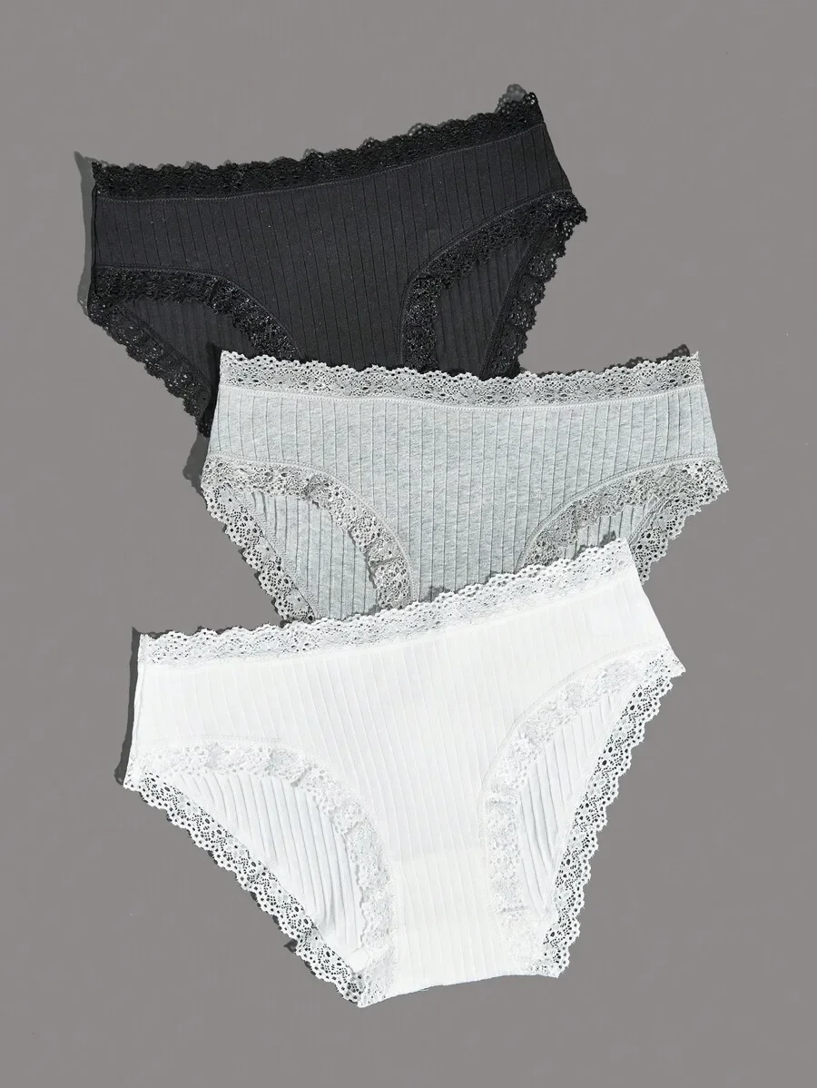 Womens Knitted Briefs With Lace Trim Medium Stretch Panties
Womens Knitted Briefs With Lace Trim Medium Stretch Panties