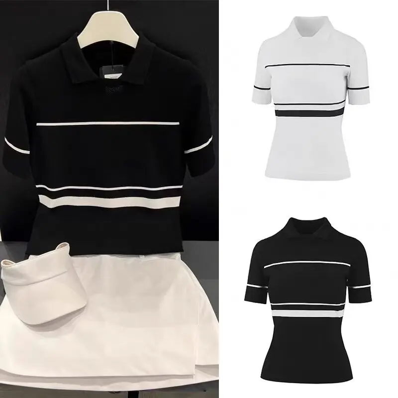 2026 New Korean Style Women Golf Short Sleeve T-shirt Striped Slim Fit Casual Tops Breathable Dry Sports Golf Wear for Female
2026 New Korean Style Women Golf Short Sleeve T-shirt Striped Slim Fit Casual Tops Breathable Dry Sports Golf Wear for Female