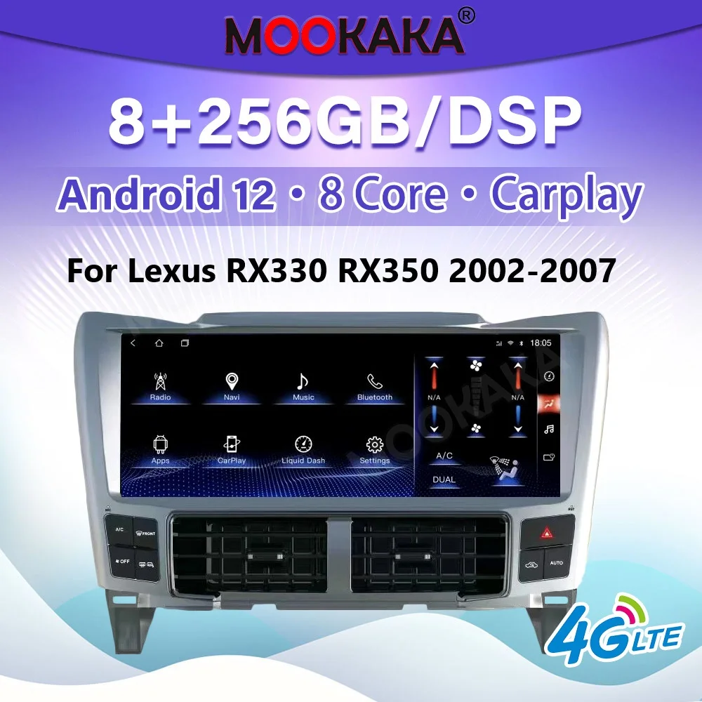 12.3'' Car Radio For Lexus RX330 RX350 2002-2007 Carplay Android Auto Multimedia Player GPS Navigation Car Intelligent Systems