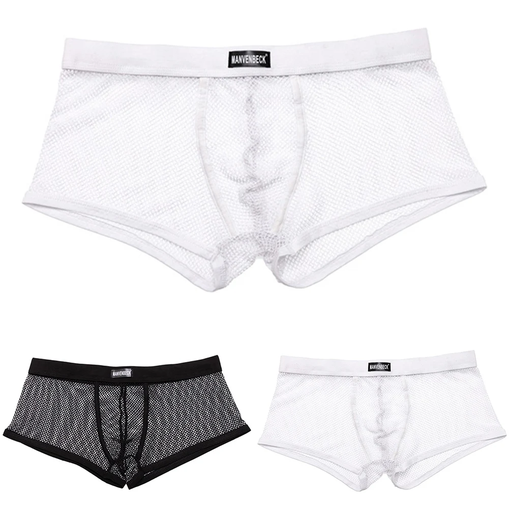 Solid Color Men Mesh Sheer Bulge Pouch Boxers Shorts Trunks Breathable Hollow Out Fishnet Underwear Sexy Panties
Solid Color Men Mesh Sheer Bulge Pouch Boxers Shorts Trunks Breathable Hollow Out Fishnet Underwear Sexy Panties