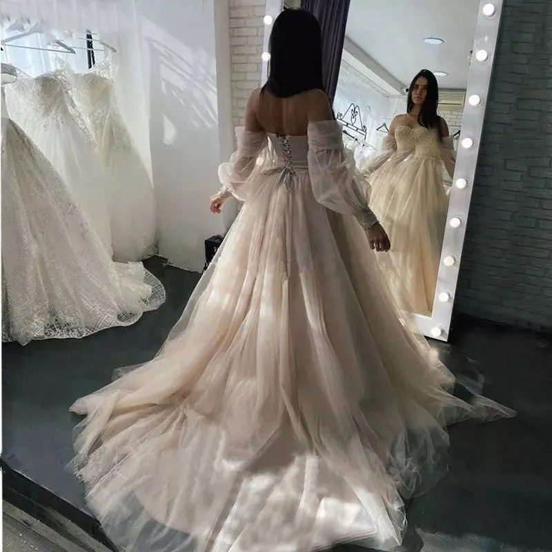 Boho Dress Sweetheart Appliques Lace A-Line Puffy Sleeves Princess Elegant Wedding Gown Bride Dresses Gowns
Boho Dress Sweetheart Appliques Lace A-Line Puffy Sleeves Princess Elegant Wedding Gown Bride Dresses Gowns