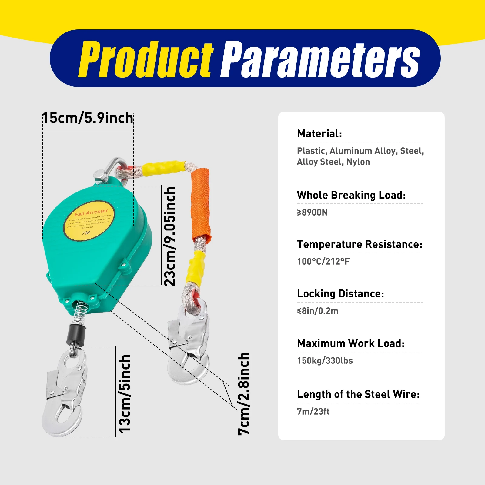 Защитный ограничитель падения, самовытягивающийся страховочный ремешок, устройство защиты от падения, ограничитель падения на рабочей нагрузке 330 фунтов
Защитный ограничитель падения, самовытягивающийся страховочный ремешок, устройство защиты от падения, ограничитель падения на рабочей нагрузке 330 фунтов