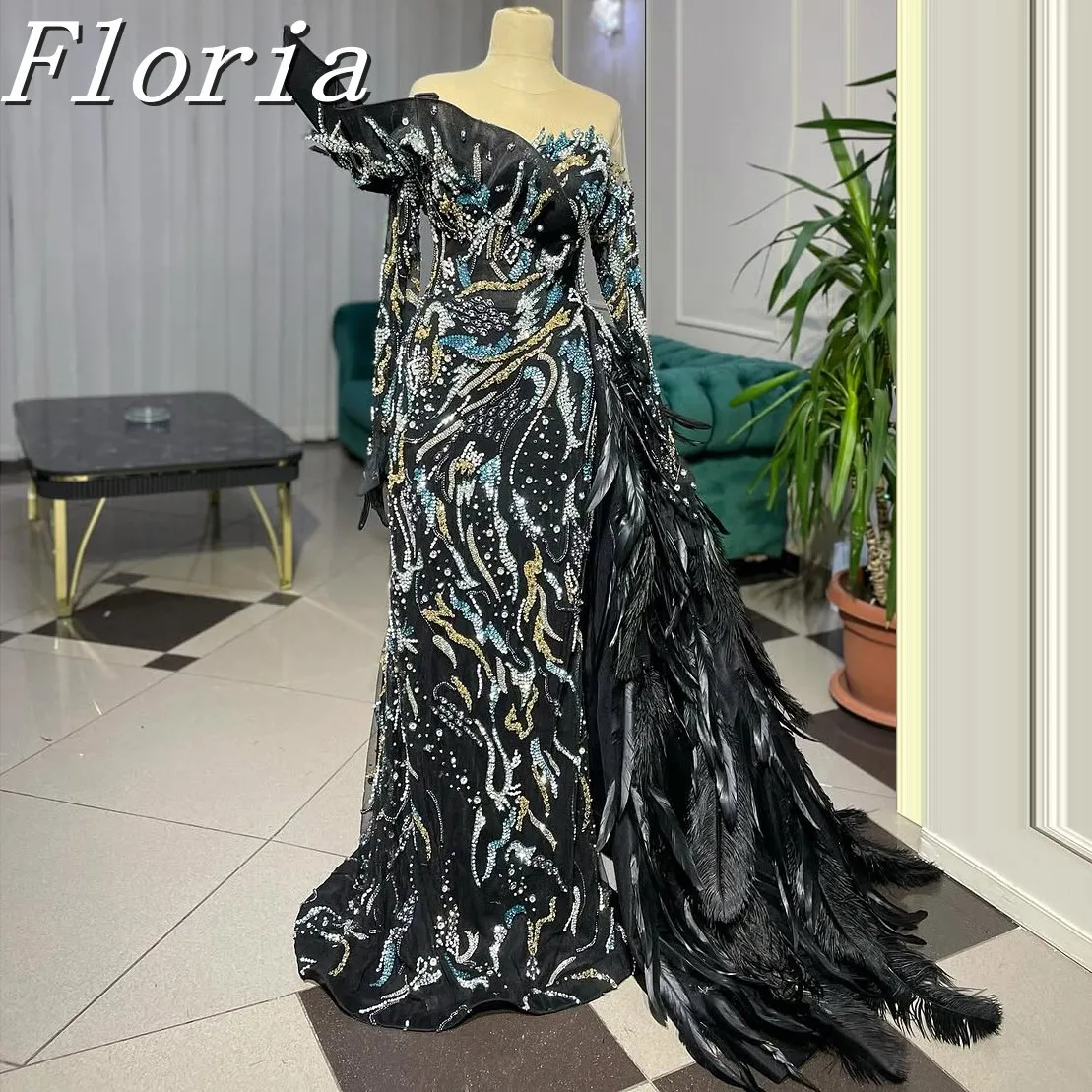 Black Red Carpet Dresses With Feather Train Exquisit Sparkly Beaded Mermaid Handmade Long Sleeves Maxi Formal Occasion Dresses
Black Red Carpet Dresses With Feather Train Exquisit Sparkly Beaded Mermaid Handmade Long Sleeves Maxi Formal Occasion Dresses