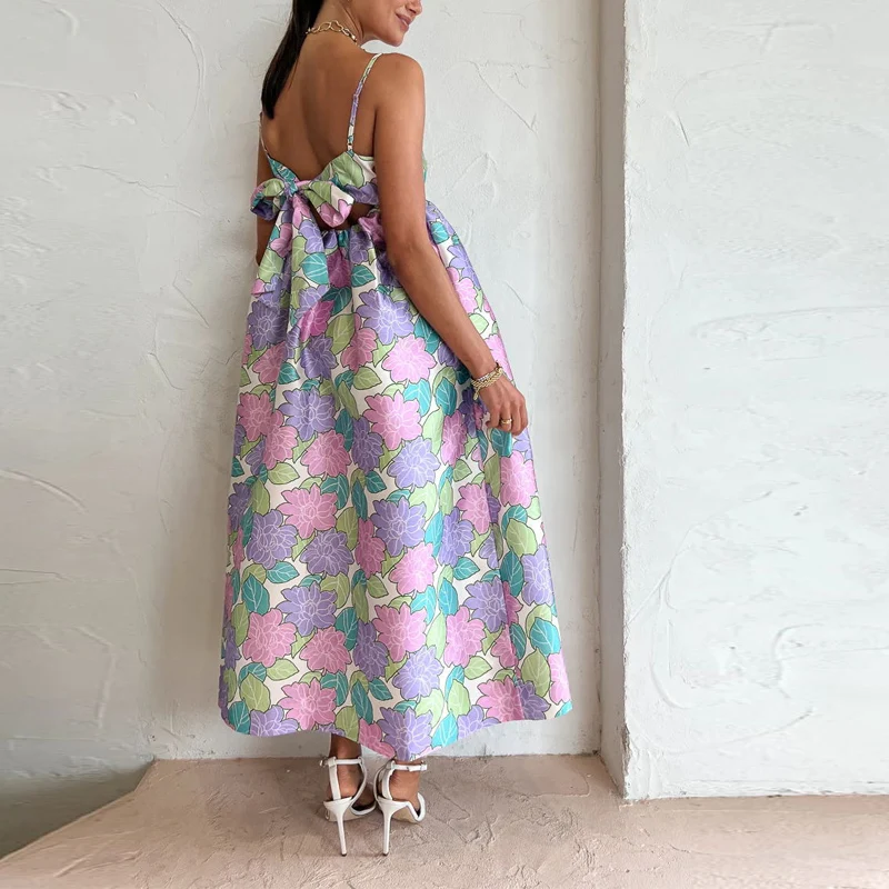 Summer Casual Women Sleeveless Loose Beach Dress Fashion Flower Print Boho Holiday Dress Sexy Backless Bowknot Sling Party Dress
Summer Casual Women Sleeveless Loose Beach Dress Fashion Flower Print Boho Holiday Dress Sexy Backless Bowknot Sling Party Dress