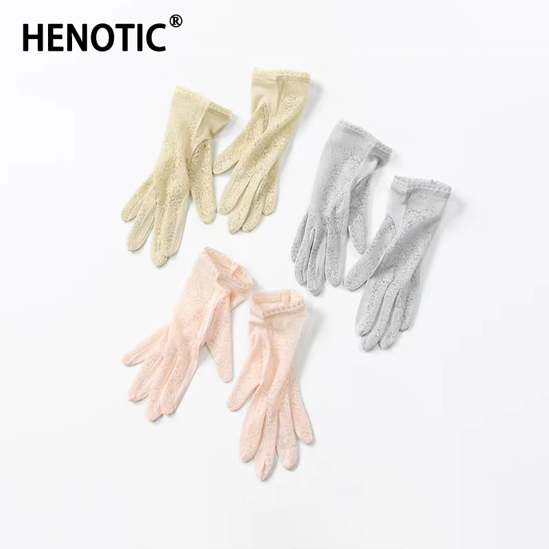 

Henotic Summer Silk Sunscreen Gloves Women Thin Models Driving Riding Electric Vehicle Mulberry Silk Breathable Skin Care Gloves