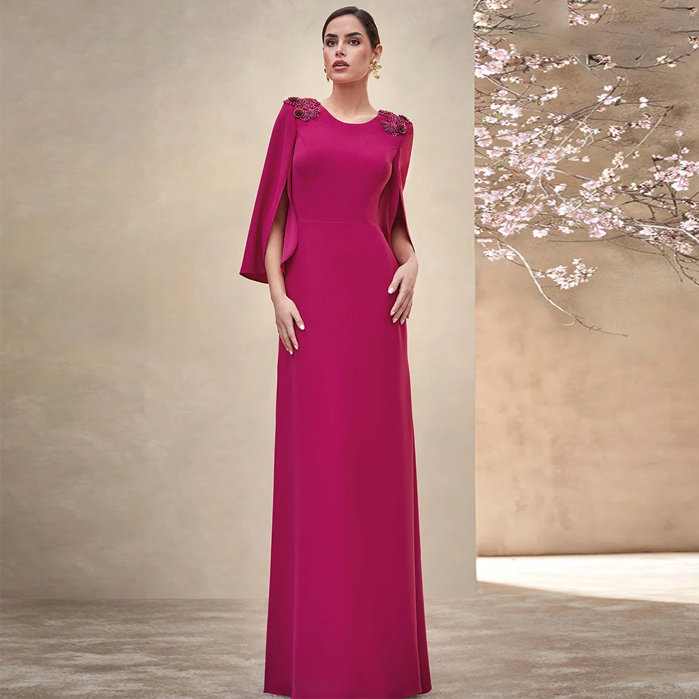 Customized Mother of the Bride Dresses Fuchsia Cloak Sleeves Wedding Guest Gowns Long Applique Scoop Mermaid Formal Party Gown
Customized Mother of the Bride Dresses Fuchsia Cloak Sleeves Wedding Guest Gowns Long Applique Scoop Mermaid Formal Party Gown