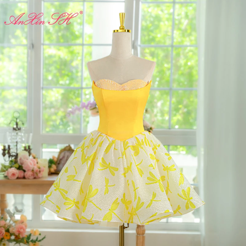 AnXin SH Party princess golden satin strapless sparkly print dragonfly short customized evening dress little white dress
AnXin SH Party princess golden satin strapless sparkly print dragonfly short customized evening dress little white dress