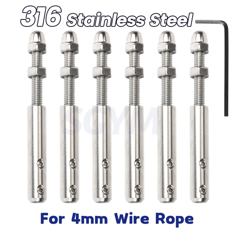 6pcs Handscrew Clamp 316 Stainless Steel For 5/32 Wire Rope 4mm Threaded Stud Tension End Fitting Hexagon Screw for Stair Post
6pcs Handscrew Clamp 316 Stainless Steel For 5/32 Wire Rope 4mm Threaded Stud Tension End Fitting Hexagon Screw for Stair Post