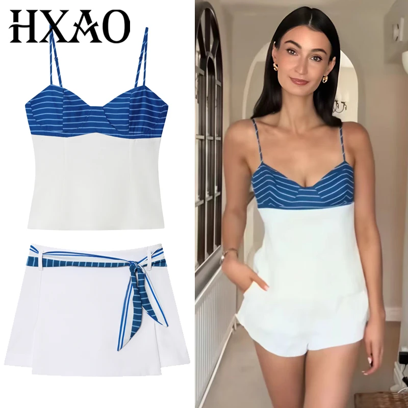 HXAO полосатая юбка, короткие комплекты, летний женский костюм, топ без рукавов, женский комплект из двух предметов, шарф, брюки-кюлоты с высокой талией, наряды
HXAO полосатая юбка, короткие комплекты, летний женский костюм, топ без рукавов, женский комплект из двух предметов, шарф, брюки-кюлоты с высокой талией, наряды